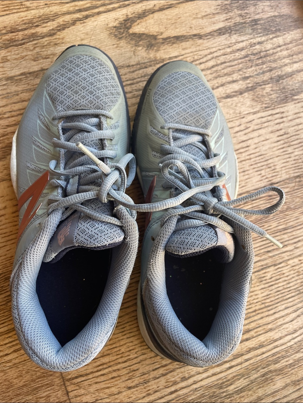 New Balance Men’s Light Gray Athletic Sneakers with Copper Accent